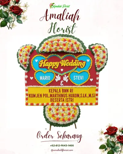 Karangan Papan Bunga Pernikahan di Todopa